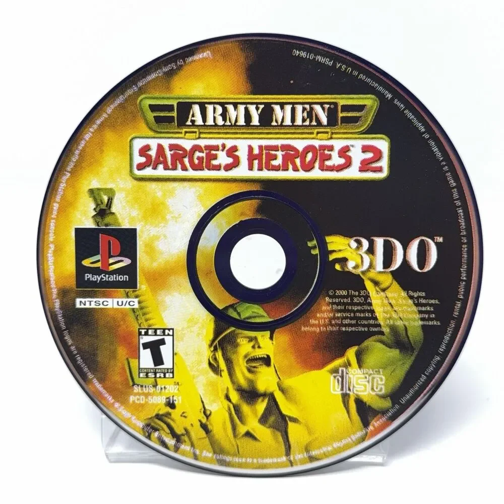 Army Men Sarge's Heroes 2 PlayStation 1 PS1 2000 Disc Only Refurbished Tested
